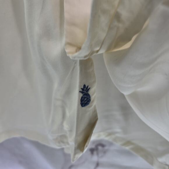 Chubbies Shirt Mens Medium Off White Lotus Button Sleeve Sunday Short Sleeve - Picture 12 of 13
